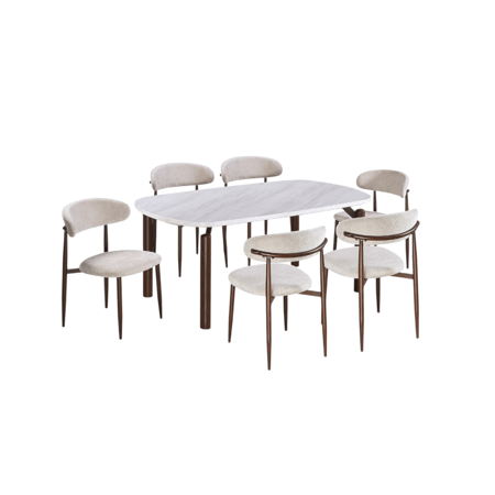 طقم طاولة طعام رخامي  6 كراسي- تصميم عصري بأحجام متعددة