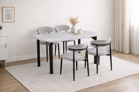 طاولة طعام بديل رخام 4 كرسي متعددة الالوان - تصميم عصري يوفر مساحة مريحة للعائلة