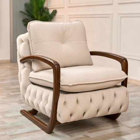 طقم كنب مودرن بني مخمل ناعم مع قوائم خشبية - 4 قطع