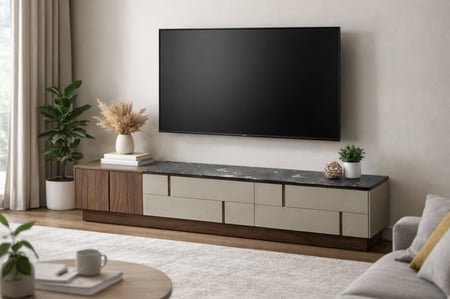 طاولة تلفزيون أنيقة لون بني - تصميم عملي يوفر مساحة تخزين واسعة