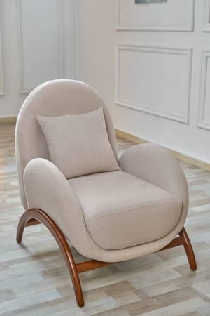 طقم كنب خشب وقماش بيج ومينت جرين تصميم عملي لغرفة المعيشة - 4 قطع