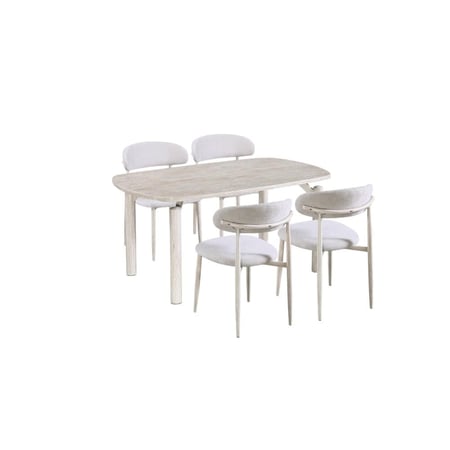 طاولة طعام بديل رخام 4 كرسي متعددة الالوان - تصميم عصري يوفر مساحة مريحة للعائلة