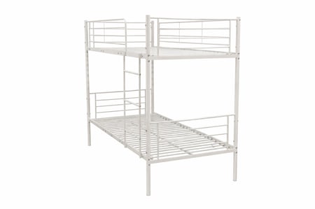 سرير طابقين حديد متين لون أبيض - أمان عالي للأطفال والكبار