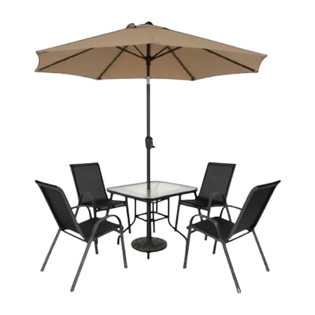 طاولة خارجية 4 كراسى مع المظلة ألوان مختلفة - حماية من الشمس وجلسة مريحة بالهواء الطلق