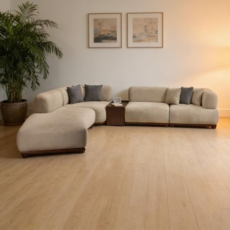 كنبة زاوية بني فاتح خشب زان طبيعي – مقاس 250×300