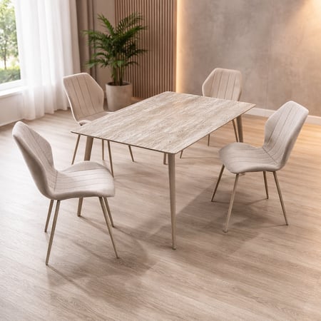 طاوله طعام بديل رخام لون بيج – فخامة الرخام بسعر أوفر وجودة تدوم