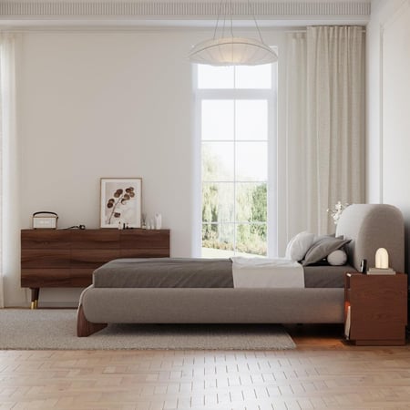 سرير كورفا من الخشب السويدي بقاعدة بلاتفورم