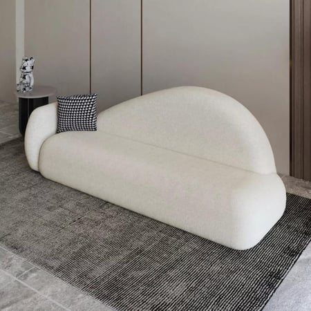 كنبة ثلاث مقاعد خشب سويدي مبطن بالبوكليه لون بيج مقاس 220x85x85 سم