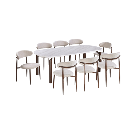 طقم طاولة طعام رخامي 8 كراسي - تصميم عصري بأحجام متعددة