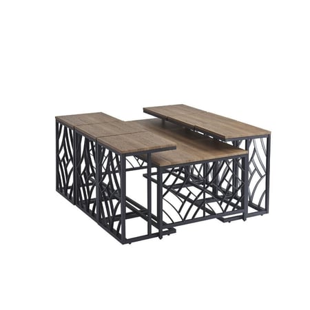 طقم طاولات جانبية خشب 7 قطع تصميم عصري