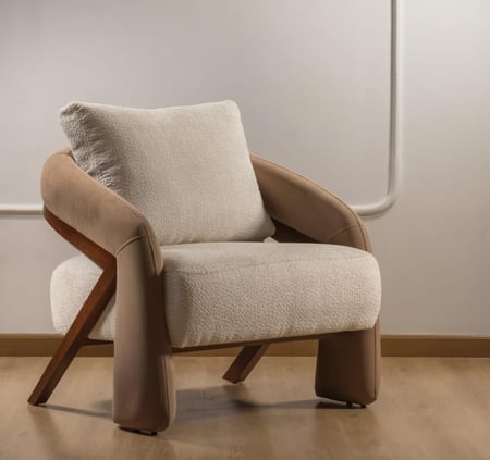 طقم كنب مودرن خشب زان طبيعي أوف وايت – 5 حبه