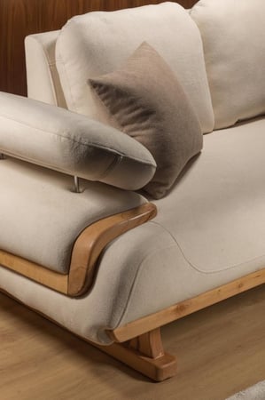 جلسة كنب خشب زان طبيعي أوف وايت × بيج – 4 حبات