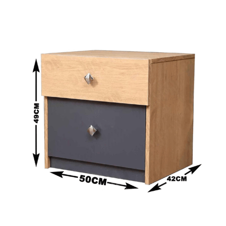 غرفة نوم شبابي بتصميم أنيق لون خشبي x رمادي - 5 قطع