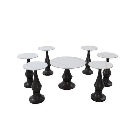 طقم طاولات جانبية خشب 7 قطع فاخر – تصميم مودرن عملي لتنظيم المساحة بشكل أنيق