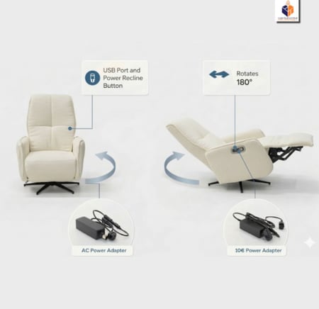 كرسي استرخاء كهربائي قماش - متعدد الالوان - دوران وميلان خلفي مريح