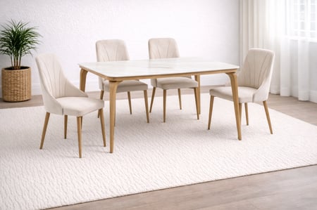 طاولة طعام رخام 4 كرسي مخمل متعددة الألوان - تضيف فخامة فورية لغرفة الطعام