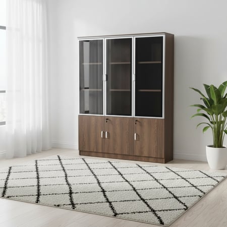 خزانة ملفات خشبي بني تنظيم مثالي للمستندات والمكاتب 190×120×32 سم