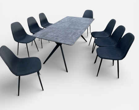 طقم طاولة طعام خشب رمادي غامق انيق - 9 قطع (8 كراسي + طاولة) - مقاس 180*90