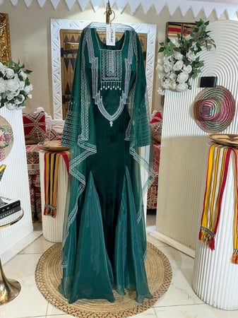 جلابية مخمل زيتي للنأسيس