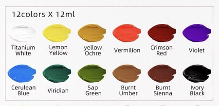 ألوان أكريليك زيتية 12 لون