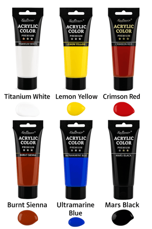 مجموعه الوان اكريلك 6 قطع 75ml ماركة Xin Bowen