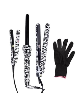 مجموعة تمليس وتلفيف الشعر 3 في 1 من جوسي ايبر - مقاس 19 | وايت زيبرا