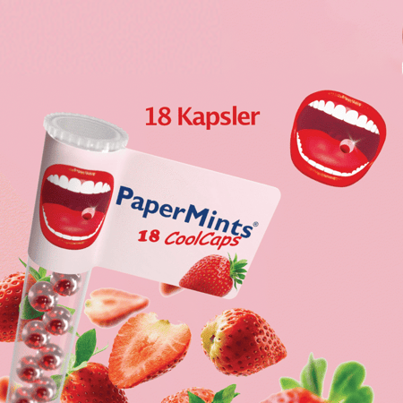 كرات الفراولة المعطرة للفم من بيبر مينتس - 18 حبه