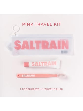 طقم للسفر معجون روز سيترون انتعاش يدوم طويلا مع فرشاة أسنان من سالترين ، 30 جرام / روز