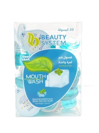 غسول الفم كبسولات منعشه بنكهه النعناع المنعش من بيوتي سيستم - 13 مل × 20