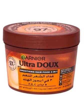 غذاء الشعر المنعم 3 في 1 بجوز الهند والمكاديميا للشعر الجاف والمتجعد من غارنييه الترا دو ، 390 مل