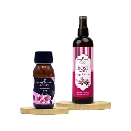 مجموعة زيت الورد و ماء الورد لتفتيح ونضارة البشرة من جاردن اوليان