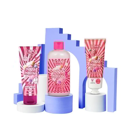 طقم العناية بالجسم برائحة المارشميلو من كوزمو ديليشس - 3 قطع