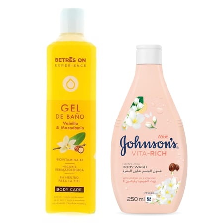 مجموعة جل وسائل استحمام برائحة الفانيلا والياسمين قطعتين - (750 مل + 250 مل)