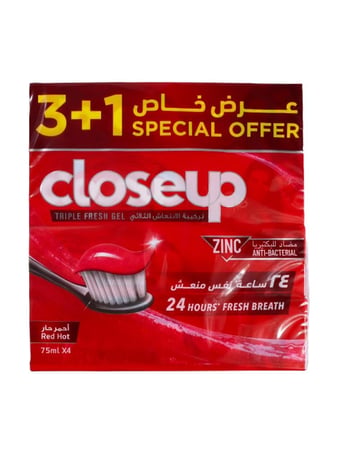 كلوس اب - معجون اسنان احمر حار 4×75 مل