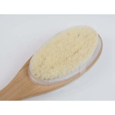 فرشاة استحمام بوجهين رطب وجاف ومقبض خشبي طويل من بيوتي سيستم