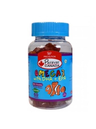 كبسولات علكة مكمل غذائي اوميجا3 للاطفال من بيوريفر  - 60*2.2 جرام