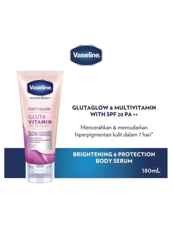 سيروم جلوتا فيتامين لتفتيح فرط التصبغ والبقع الداكنة مع عامل حماية SPF 20++ من فازلين - 180 مل