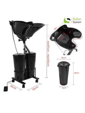 مغسلة متنقلة حوضين الكترونية من صالون سيستم - اسود