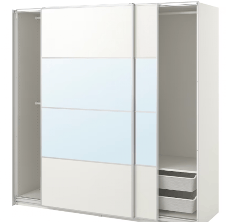 دولاب ملابس IKEA أبيض بمرآة وبابين منزلقين 0x0x0 سم سعة 0 علاقة