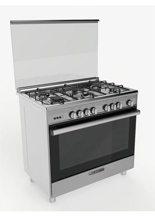 فرن جليم غاز Glemgas إيطالي مقاس 60×90 ستانلس ستيل ب6 شعلات ومروحة