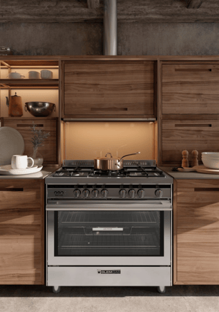 فرن غاز Glem 60×90 ستانلس ستيل بمقلاة هوائية ونافذة للمنزل