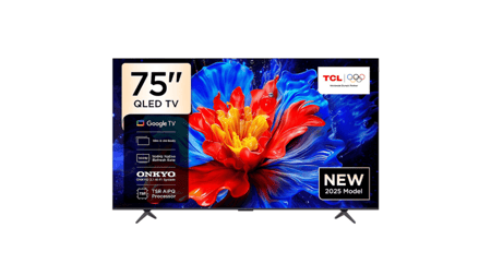تلفزيون tcl ذكي qled 75 بوصة 144hz بنظام google tv للأفلام والألعاب