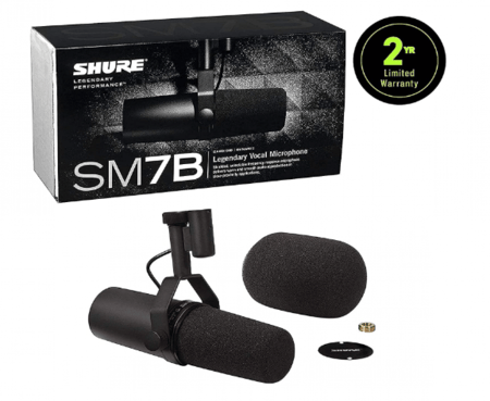 ميكروفون ستوديو Shure SM7B ديناميكي أسود بواقي رياح وستاند للبث والتسجيل