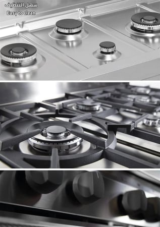 فرن جليم غاز Glem استانلس ستيل 60×120 سم بمروحتين وشعلات عالية للمطابخ