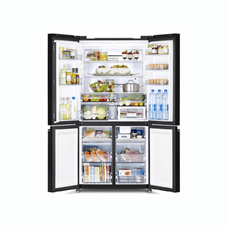 ثلاجة دولابى هيتاشي 4 باب سعة الثلاجة 12.8 قدم المجمد 5.3 قدم زجاجي اسود R-WB720VS0GBK