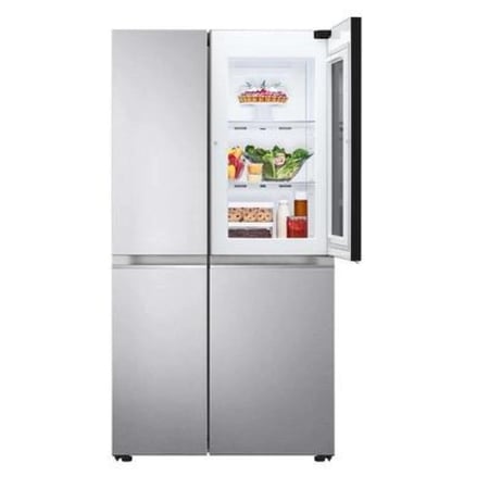 ثلاجة دولابية LG سعة 28.0 قدم باب فرنسي 4 أبواب معدن وزجاج فضي-أسود للعائلة