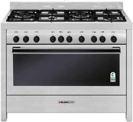 فرن جليم غاز Glem استانلس ستيل 60×120 سم بمروحتين وشعلات عالية للمطابخ