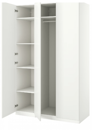 دولاب ملابس أبيض مستطيل 150x60x236 سم مساحة تخزين واسعة للمنزل