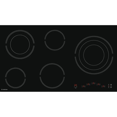 سطح بلت إن أريستون سيراميك 90 سم أسود 5 عيون بشاشة رقمية