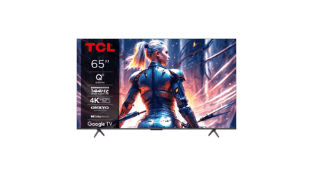 تلفزيون ذكي tcl 65 بوصة qled 4k 144hz بنظام google tv وصوت onkyo